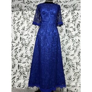 Tidetell Blue Retro Vintage Style Lace Maxi Dress Sz M (8) Formal Elegant #9/B